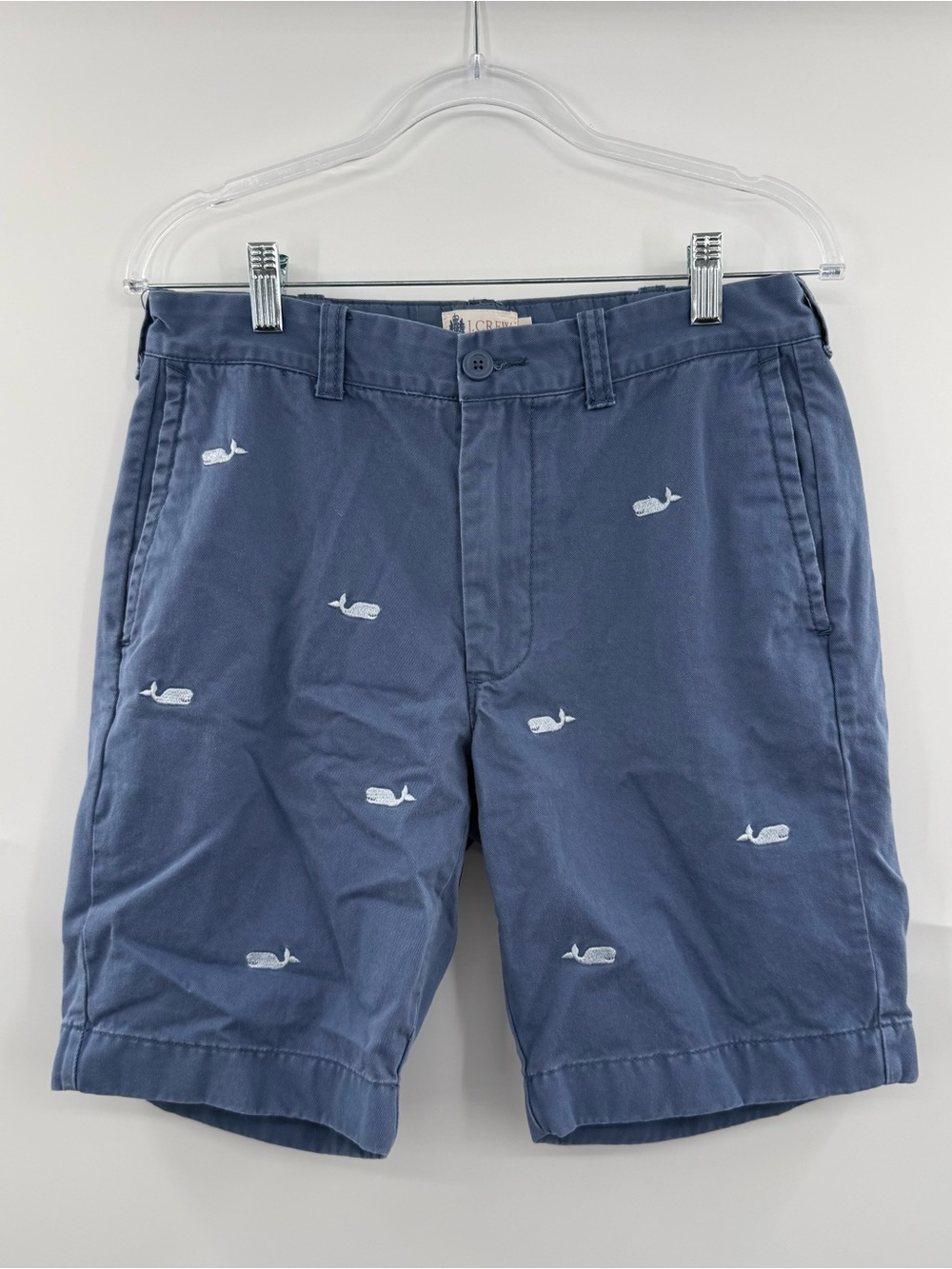 J.Crew Whale Embroidered Chino Shorts Men’s Size 30 Blue Cotton Preppy Summer